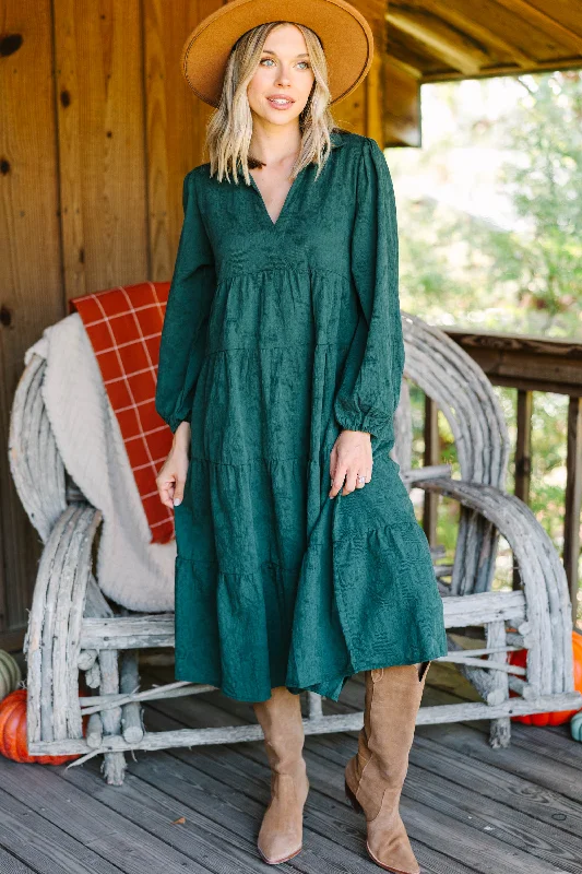 Shift Women Dress with a Simple and Classic Design for Everyday WearShift Women Dress with a Simple and Classic Design for Everyday WearIt's All Fact Forest Green Textured Midi Dress