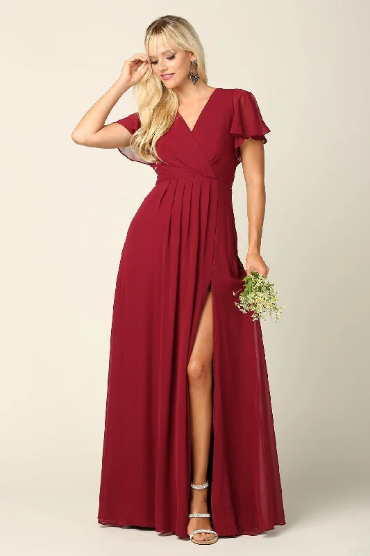 Pleated Women Dress with a Timeless and Elegant TexturePleated Women Dress with a Timeless and Elegant TextureLong Short Sleeve Mother of the Bride Dress Sale