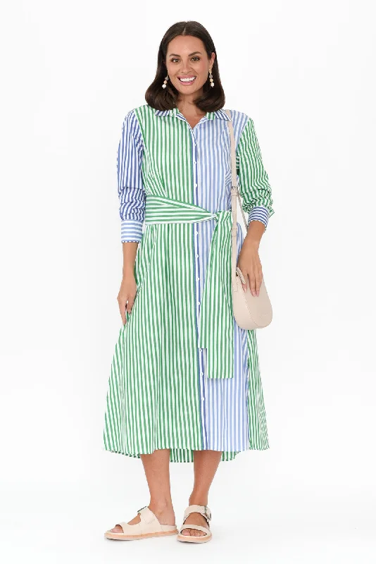 Wrap - Style Women Dress with Adjustable Fit for All Body TypesWrap - Style Women Dress with Adjustable Fit for All Body TypesLuna Blue Stripe Cotton Shirt Dress