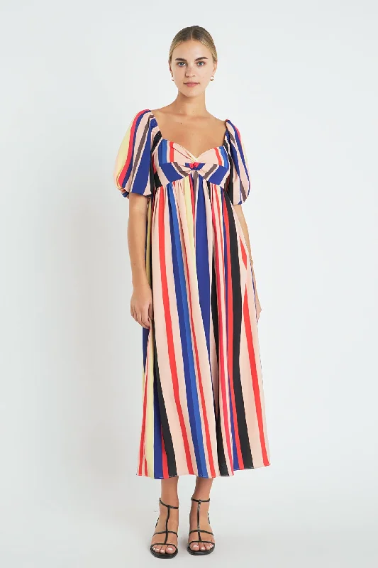 Wrap - Style Women Dress with Adjustable Fit for All Body TypesWrap - Style Women Dress with Adjustable Fit for All Body TypesMulti Color Stripe Maxi Dress