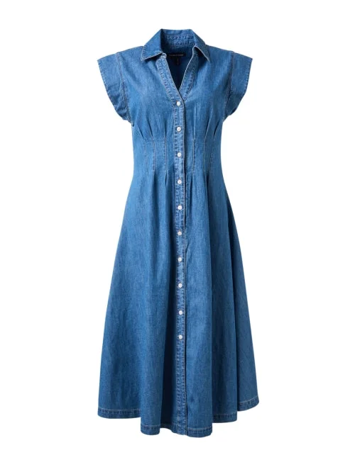 Ruffled Women Dress with Multiple Layers for a Playful and Girly StyleRuffled Women Dress with Multiple Layers for a Playful and Girly StyleRuben Blue Denim Shirt Dress