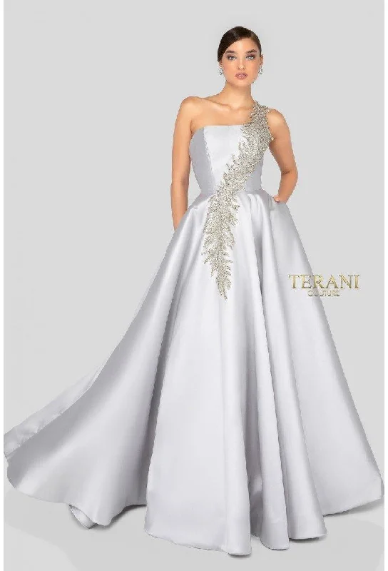 Lace - Embellished Women Dress for an Elegant and Sophisticated AppearanceLace - Embellished Women Dress for an Elegant and Sophisticated AppearanceTerani Couture 1912E9202 One Shoulder Long Ball Gown