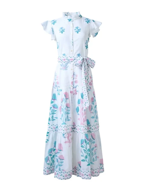 Ball Gown Women Dress with a Full Skirt for a Princess - like LookBall Gown Women Dress with a Full Skirt for a Princess - like LookWhite Print Cotton Voile Dress