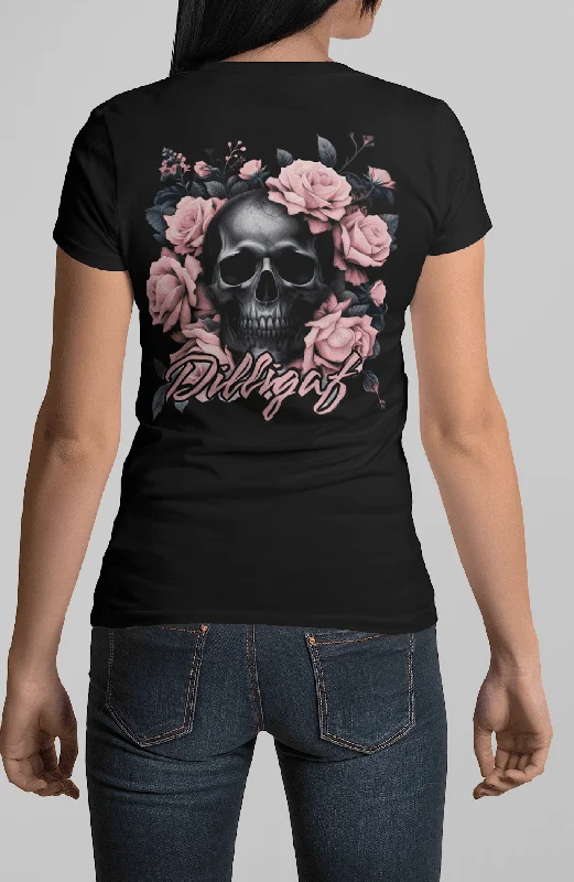 Embroidered Women T Shirt with Intricate DetailsEmbroidered Women T Shirt with Intricate DetailsDark Pink Skull