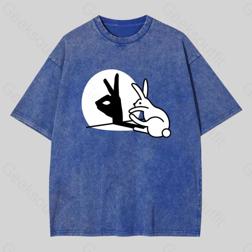 Crew Neck Women T Shirt with a Timeless DesignCrew Neck Women T Shirt with a Timeless DesignFunny Rabbit Hand Shadow Puppets Washed T-shirt