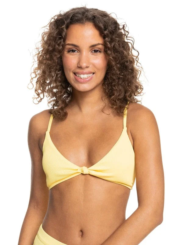 High - performance bikini with quick - drying fabric for active swimmersRibbed Roxy Love The Surf Knot Triangle Bikini Top