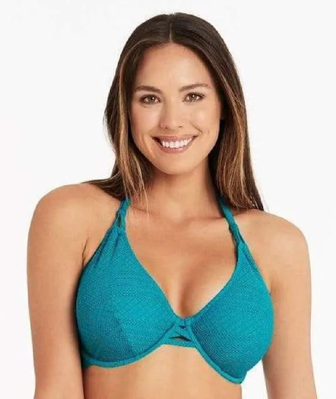 Tropical - themed bikini for a vacation - ready beach outfitSea Level Amazing Lace Underwire F Cup Tri Bikini Top - Seafoam