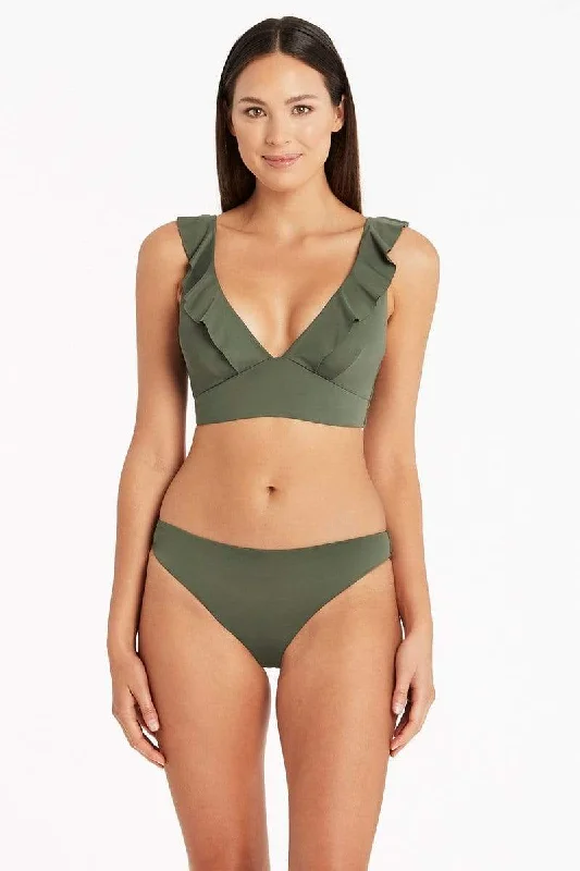 Tie - side bikini bottoms for an adjustable and stylish fitEco Frill Bra Top Khaki